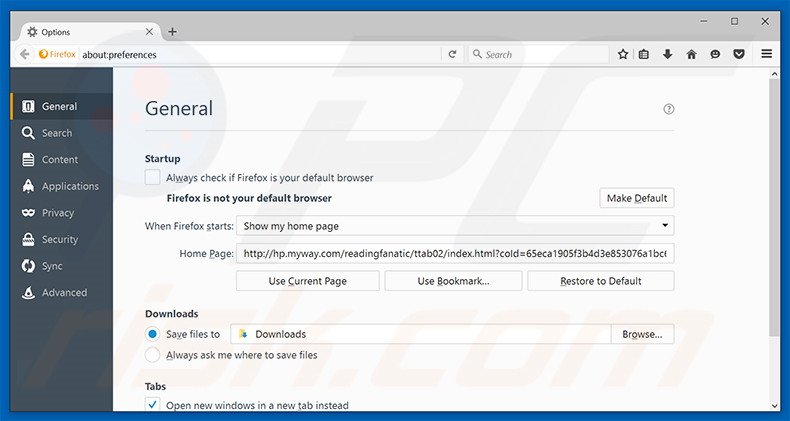 Removing hp.myway.com from Mozilla Firefox homepage