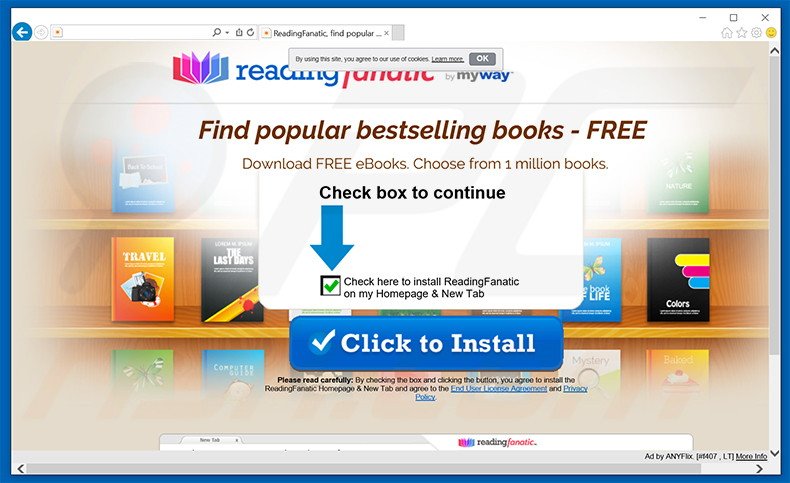 Website used to promote ReadingFanatic browser hijacker