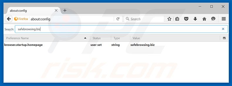 Removing safebrowsing.biz from Mozilla Firefox default search engine