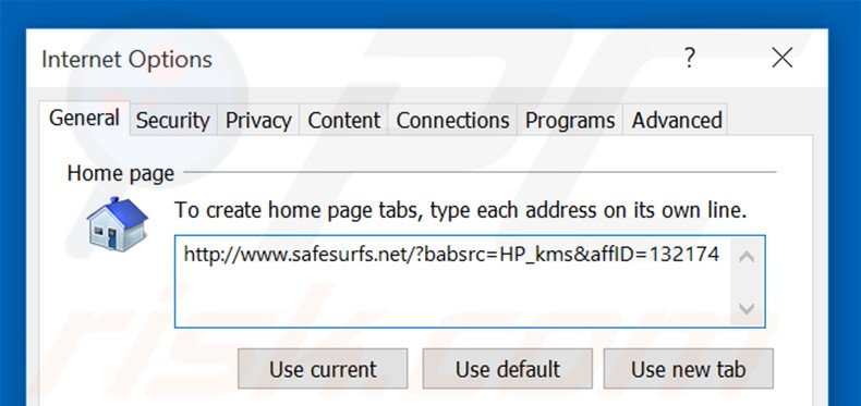 Removing safesurfs.net from Internet Explorer homepage