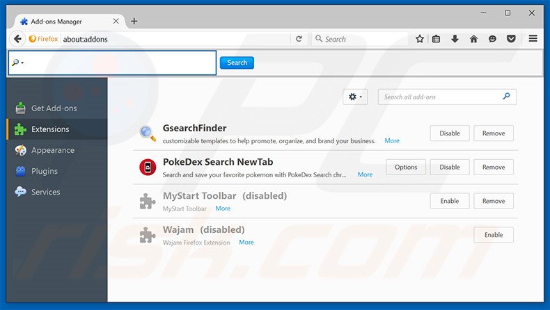 Removing search-armor.com related Mozilla Firefox extensions