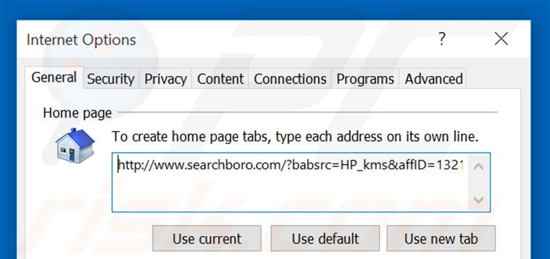 Removing searchboro.com from Internet Explorer homepage