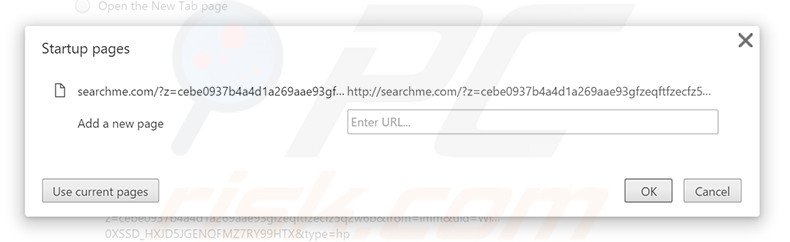 Removing searchme.com from Google Chrome homepage