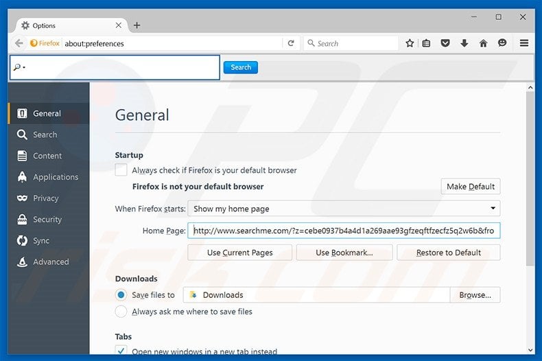 Removing searchme.com from Mozilla Firefox homepage