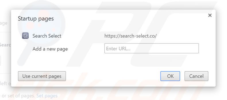 Removing search-select.co from Google Chrome homepage