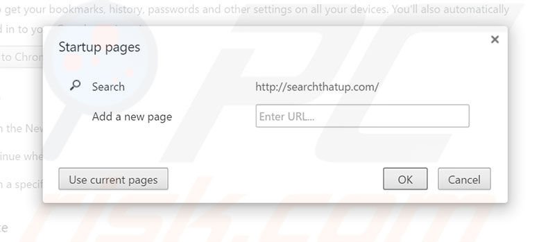Removing searchthatup.com from Google Chrome homepage