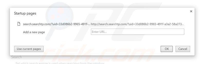 Removing search.searchtp.com from Google Chrome homepage
