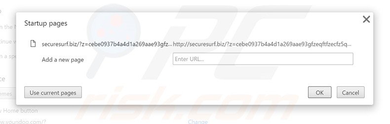 Removing securesurf.biz from Google Chrome homepage