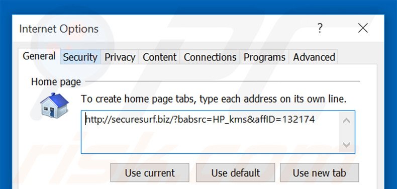 Removing securesurf.biz from Internet Explorer homepage