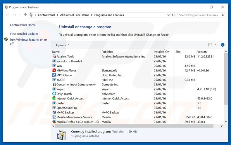 securesurf.biz browser hijacker uninstall via Control Panel