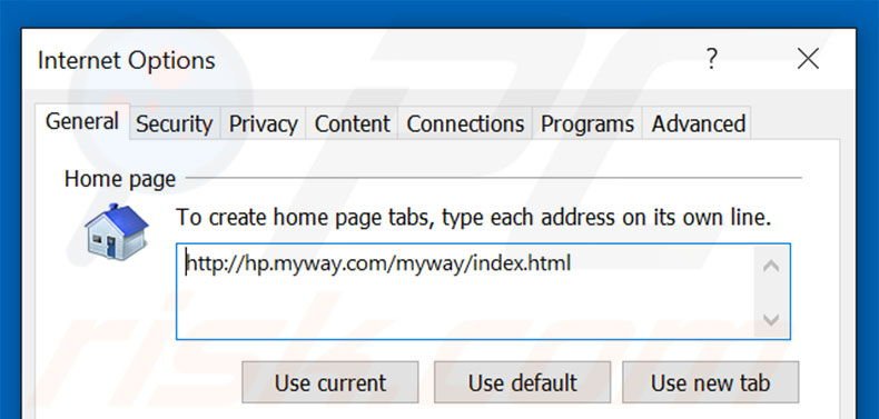 Removing hp.myway.com from Internet Explorer homepage