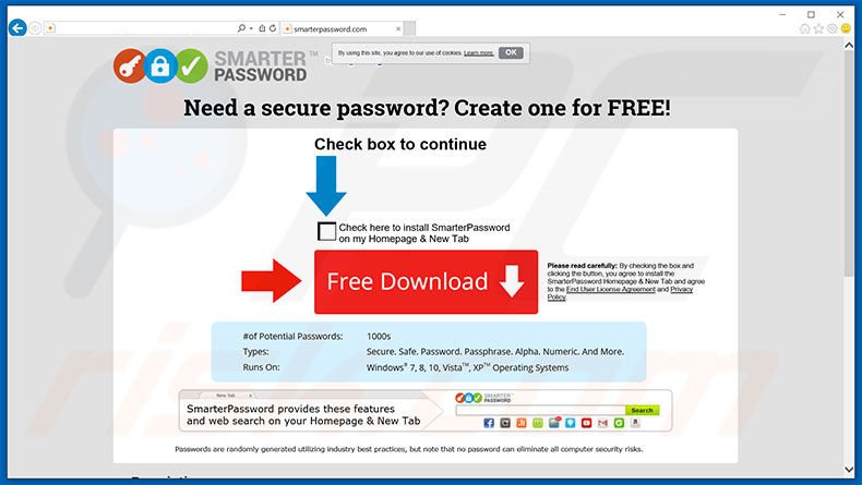 Website used to promote SmarterPassword browser hijacker