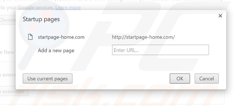 Removing startpage-home.com from Google Chrome homepage