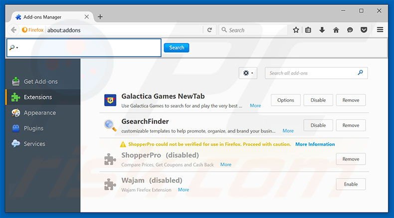 Removing start-pagesearch.com related Mozilla Firefox extensions