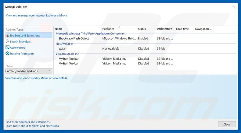 Removing swift2search.com related Internet Explorer extensions