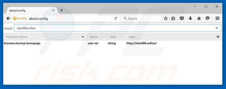 Removing tabs000.online from Mozilla Firefox default search engine