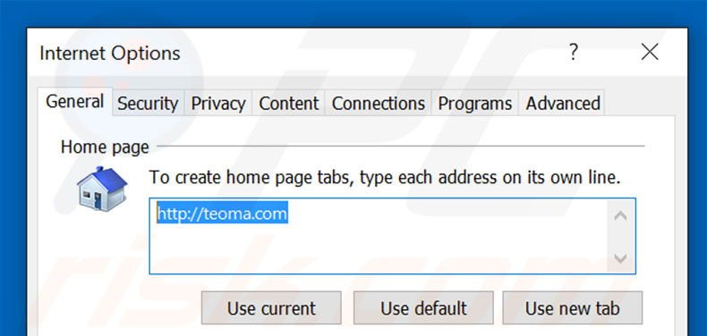 Removing teoma.com from Internet Explorer homepage