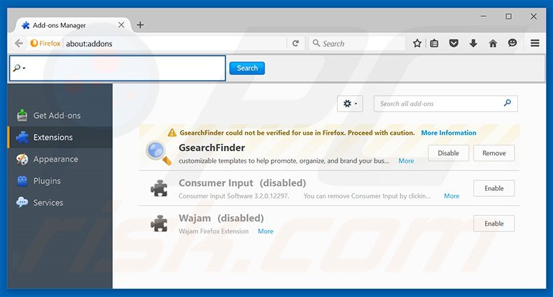 Removing thesearch.com related Mozilla Firefox extensions