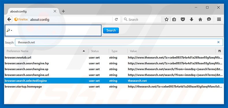 Removing thesearch.com from Mozilla Firefox default search engine
