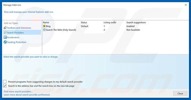 Removing thesearch.com from Internet Explorer default search engine