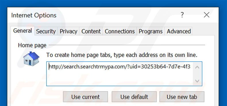 Removing search.searchtrmypa.com from Internet Explorer homepage