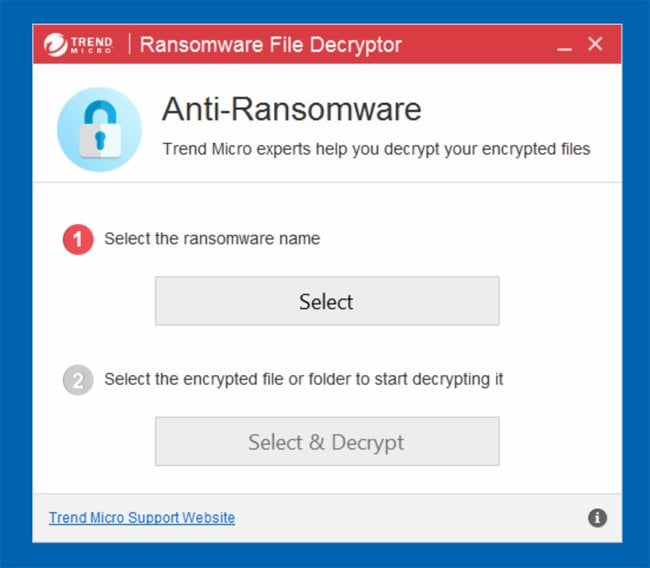 trend micro ransomware file decryptor tool