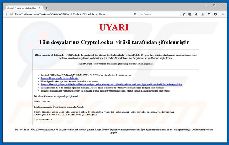 Turkish (UYARI) decrypt instructions