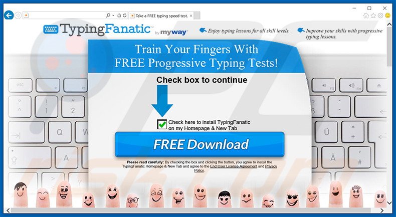 Website used to promote TypingFanatic browser hijacker