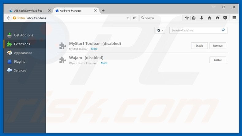 Removing USB Locker ads from Mozilla Firefox step 2