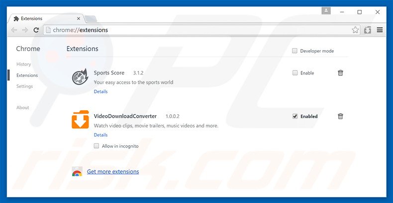 Removing videodownloadtabsearch.com related Google Chrome extensions