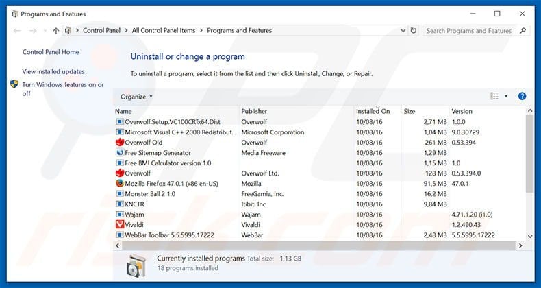 search.wikicraftpro.com browser hijacker uninstall via Control Panel