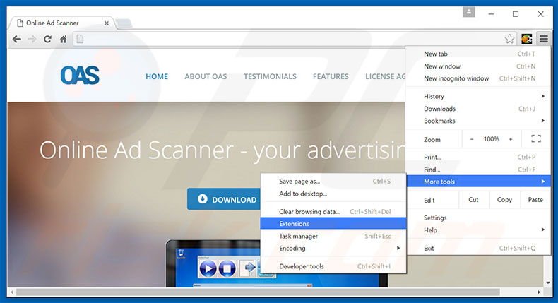 Removing Windows Range Manager  ads from Google Chrome step 1