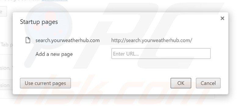 Removing search.yourweatherhub.com from Google Chrome homepage