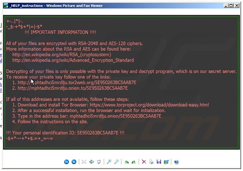 Zepto ransomware BMP file