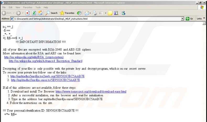 Zepto ransomware HTML file