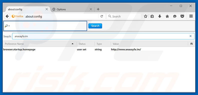 Removing anasayfa.im from Mozilla Firefox default search engine