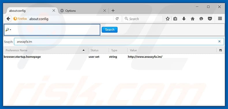 Removing anasayfa.im from Mozilla Firefox default search engine