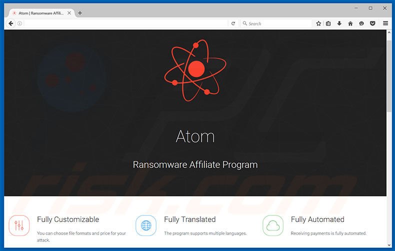 Atom ransomware website