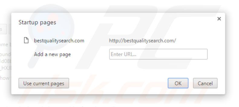 Removing bestqualitysearch.com from Google Chrome homepage