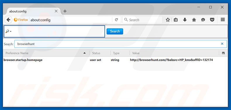 Removing browserhunt.com from Mozilla Firefox default search engine