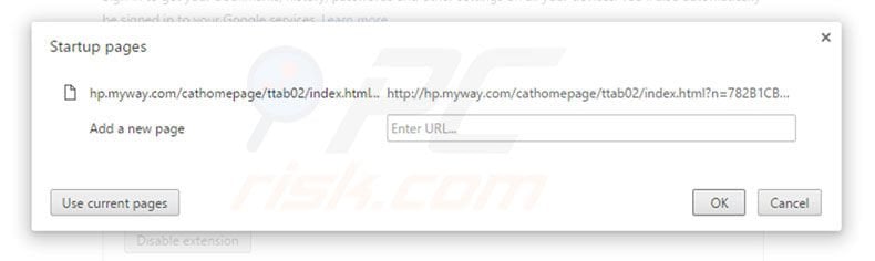 Removing hp.myway.com from Google Chrome homepage