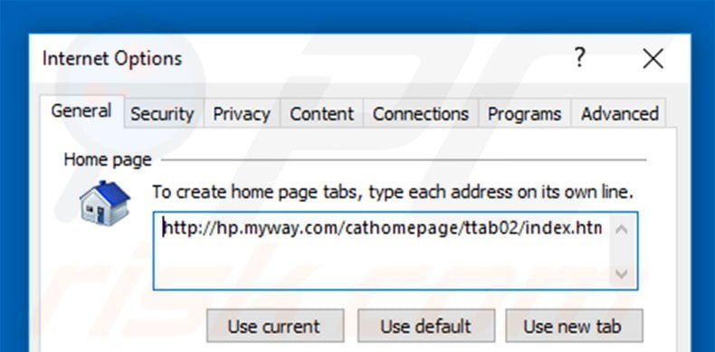 Removing hp.myway.com from Internet Explorer homepage