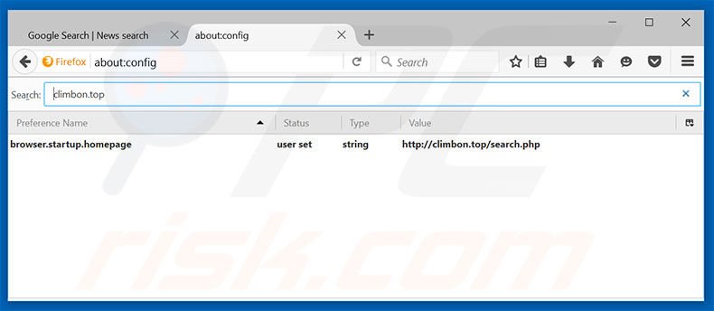 Removing climbon.top from Mozilla Firefox default search engine