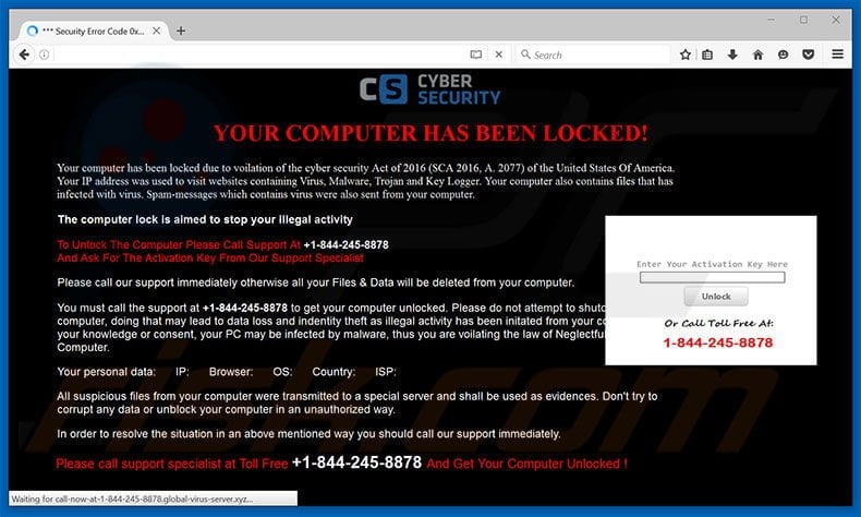 Cyber Security Warning adware