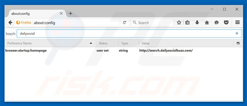 Removing search.dailysocialbuzz.com from Mozilla Firefox default search engine