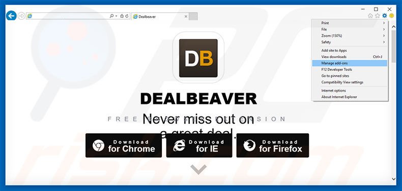 Removing Dealbeaver ads from Internet Explorer step 1