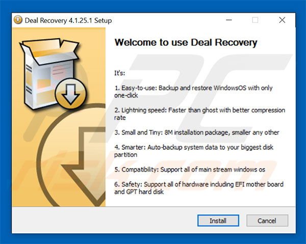 Official Deal Recovery browser hijacker installation setup