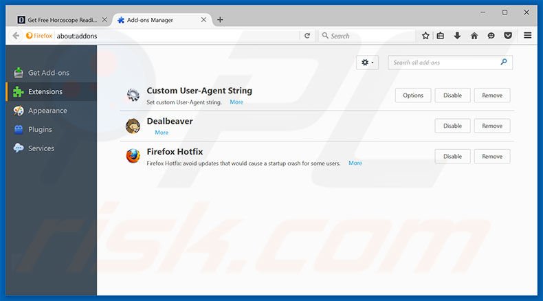 Removing DestinyGaze ads from Mozilla Firefox step 2