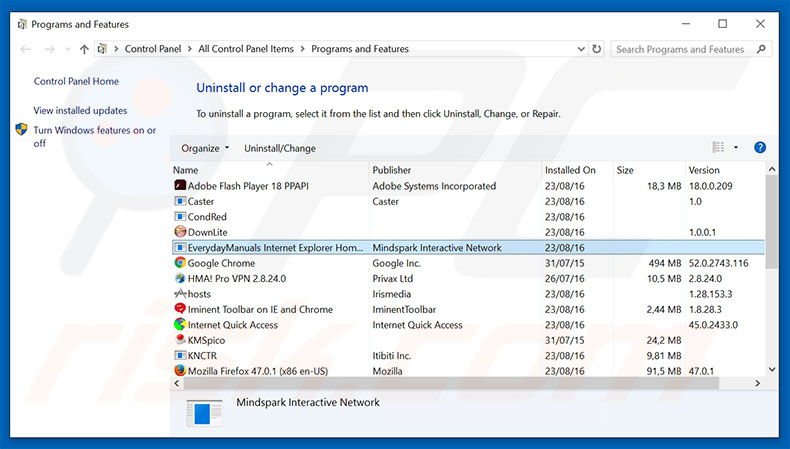 hp.myway.com browser hijacker uninstall via Control Panel