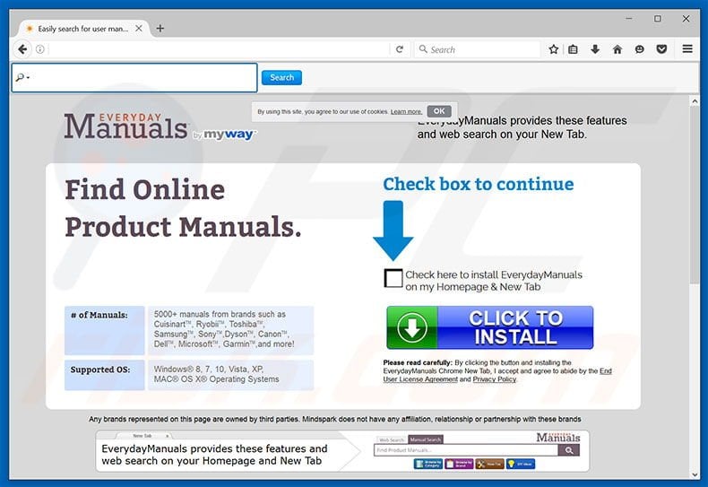 Website used to promote EverydayManuals browser hijacker